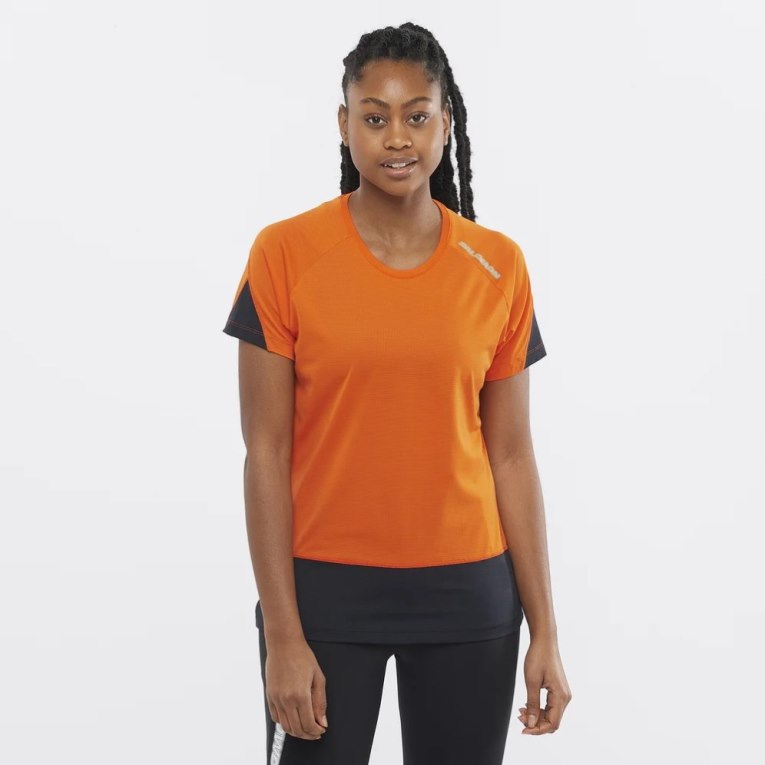 Camiseta Salomon Cross Run Curta Sleeve Feminino Laranja | PT Y68210